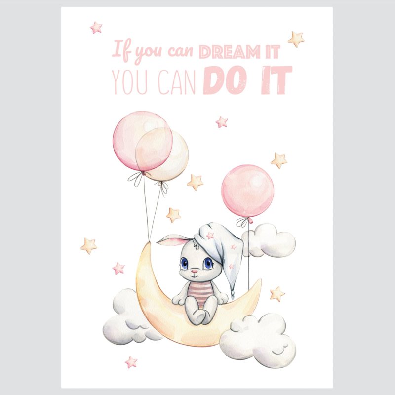 Nursery Poster - Bunny Swing & Balloons No1 | HIAWorkshop® - Image 2