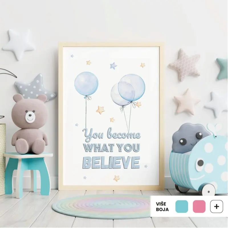 Nursery Poster - Bunny Swing & Balloons No2 | HIAWorkshop®