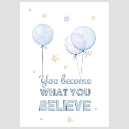 Nursery Poster - Bunny Swing & Balloons No2 | HIAWorkshop®