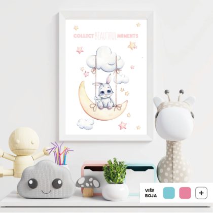 Nursery poster - Bunny Swing & Balloons No3 | HIAWorkshop®