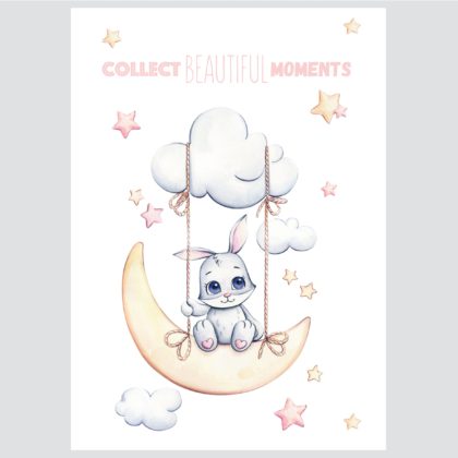 Nursery poster - Bunny Swing & Balloons No3 | HIAWorkshop®