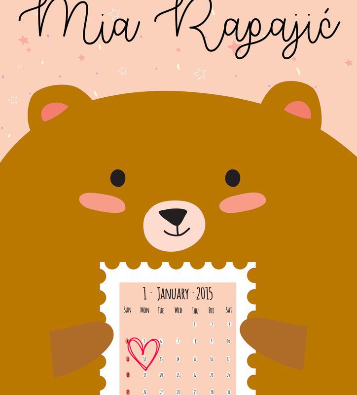 Personalised Kids Calendar Poster Bear UAE – Bear Calendar - Image 2