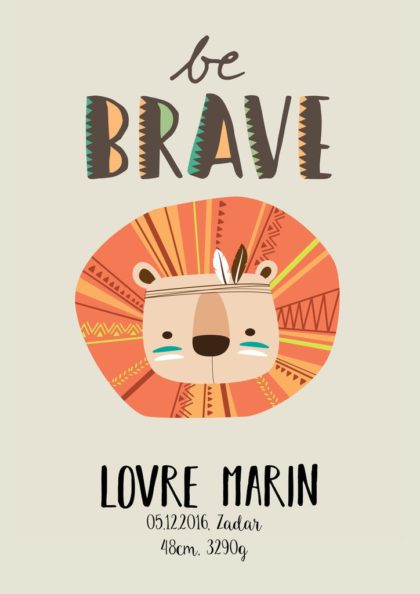 Personalised Lion Kids Poster Bebe UAE – Be Brave Lion