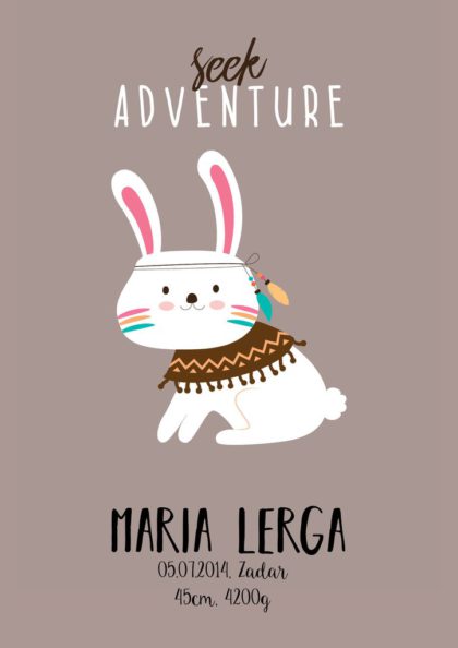 Personalised Bunny Kids Poster Bunny UAE – Seek Adventure Bunny