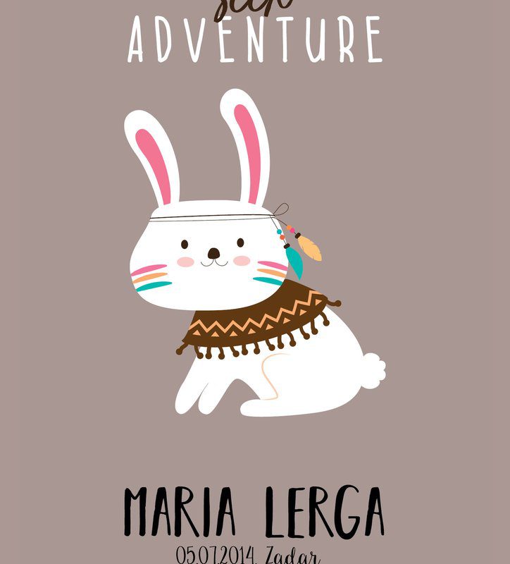 Personalised Bunny Kids Poster Bunny UAE – Seek Adventure Bunny - Image 2