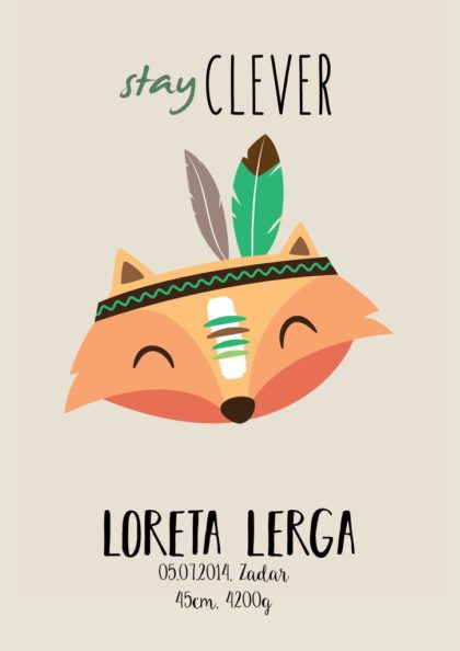 Personalised Jungle Animals Poster Fox UAE – Stay Clever Foxy