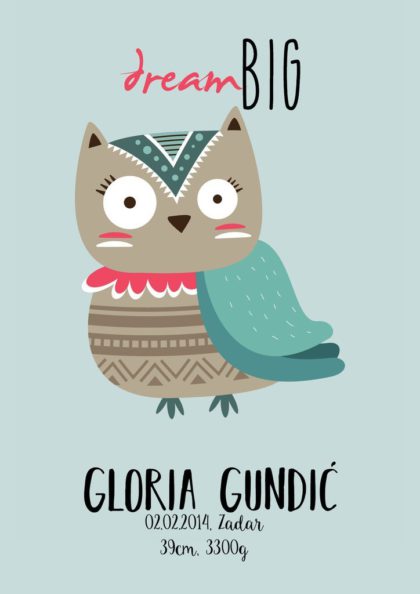 Personalised Space Kids Poster Owl UAE – Dream Big Owly