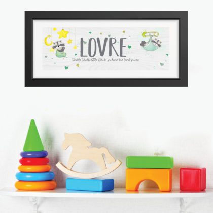 Personalised Kids Name Poster Raccoon UAE – Raccoon Name