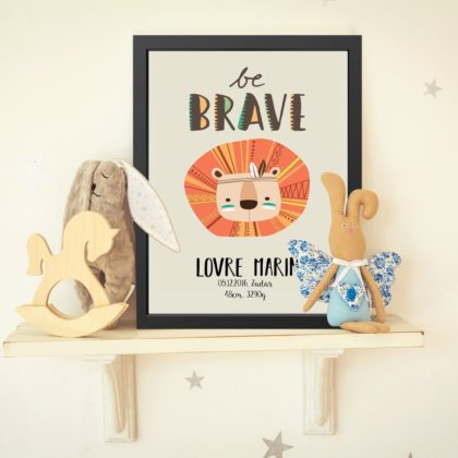Personalised Lion Kids Poster Bebe UAE – Be Brave Lion