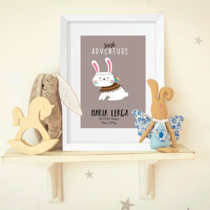 Personalised Bunny Kids Poster Bunny UAE – Seek Adventure Bunny