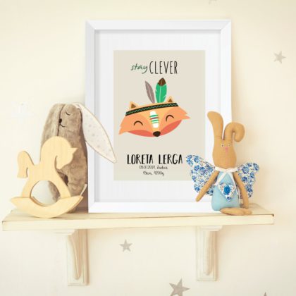 Personalised Jungle Animals Poster Fox UAE – Stay Clever Foxy