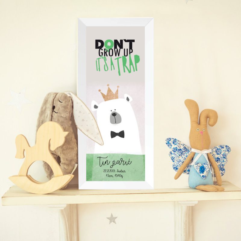 Personalised Inspirational Kids Poster Green UAE – Don’t Grow Up Green