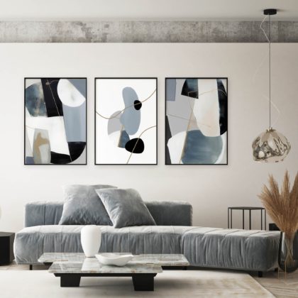 Abstract Poster Set UAE – Chromatic Harmony Blue