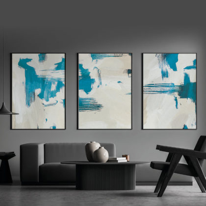 Abstract Poster Set UAE – Imaginary Horizons Turquoise