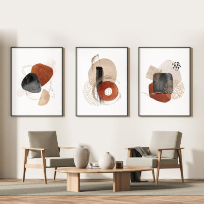 Abstract Poster Set UAE – Gentle Abstract Terracotta