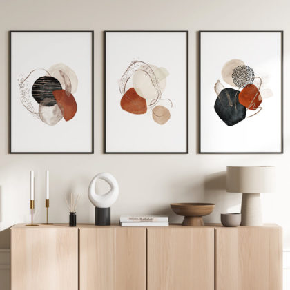 Abstract Poster Set UAE – Goldish Abstract Terracotta