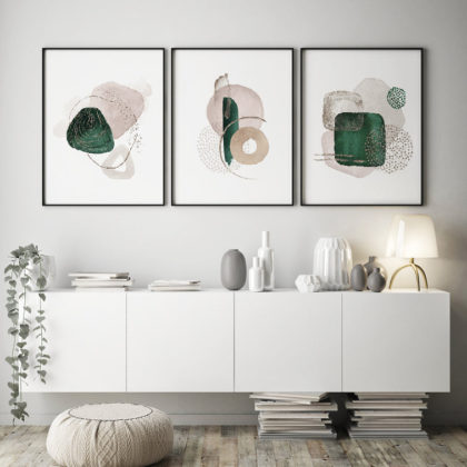 Abstract Poster Set UAE – Gentle Abstract Green
