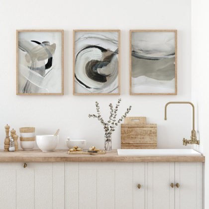 Abstract Poster Set UAE – Dynamic Brushstrokes