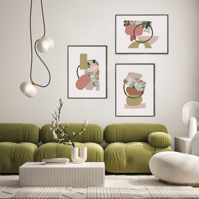 Abstract Poster Set UAE – Pistachio Mosaic