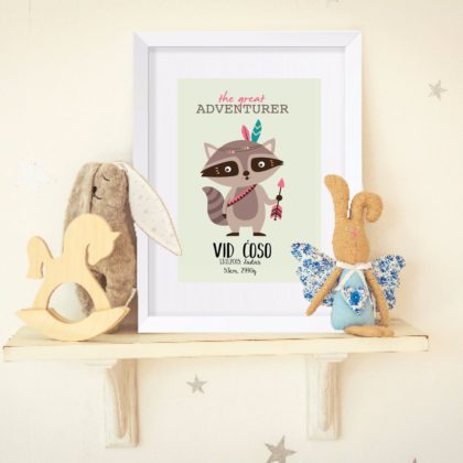 Personalised Kids Adventure Poster Adventurer UAE – Raccoon Adventurer