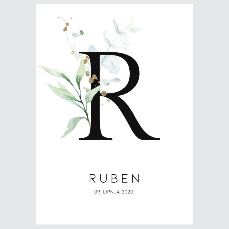 Personalised Woodland Kids Poster Leaves UAE – Elegant Leaves - Image 2