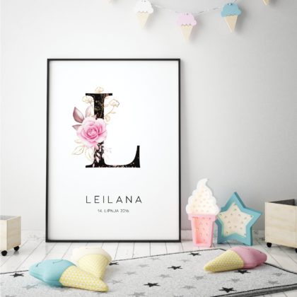 Personalised Floral Kids Poster Flower UAE – Elegant Flower