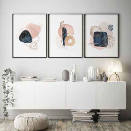 Abstract Poster Set UAE – Gentle Abstract Deep Blue