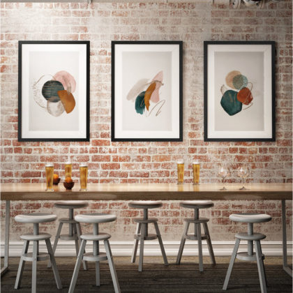 Abstract Poster Set UAE – Goldish Abstract Deep Green