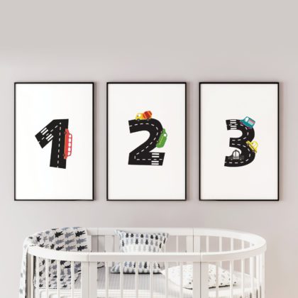 Kids Wall Poster Set | Counting Vehicles