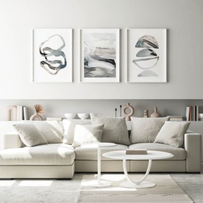 Abstract Poster Set UAE – Greyscale Art