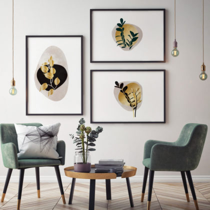 Botanical Poster Set UAE – Gold & Leaves