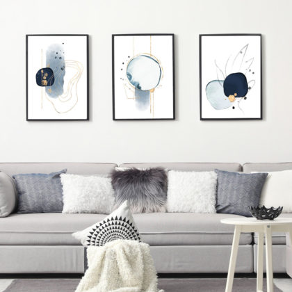 Abstract Poster Set UAE – Playful Navy Blue