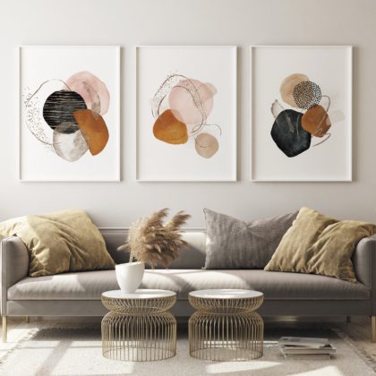 Abstract Poster Set UAE – Goldish Abstract Anthracite