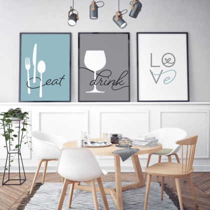 Quote Poster Set UAE – Eat, Drink, Love Blue
