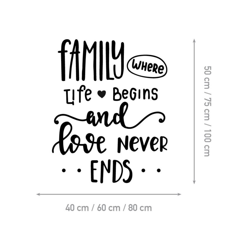 Quote Wall Sticker – Family Where Life Begins - Image 2