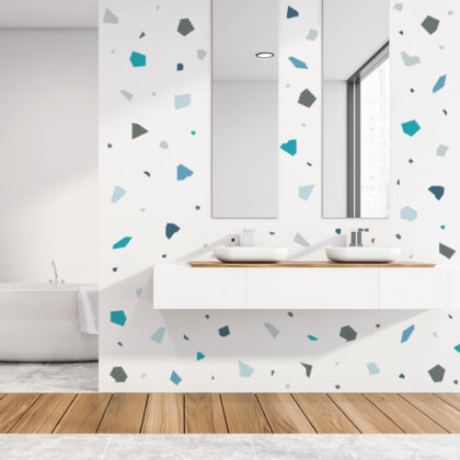 Geometric Wall Decal – Terrazzo Blue
