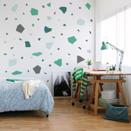 Geometric Wall Decal – Terrazzo Green