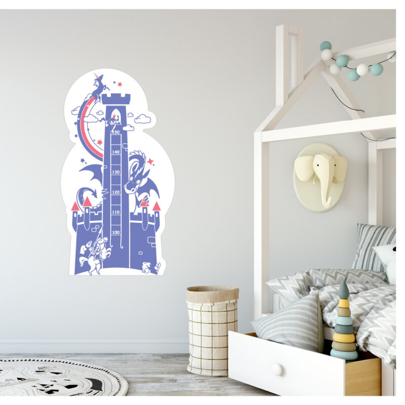 Dragon Castle children’s height measurement wall sticker by Sticky Gecko