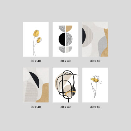 Modern Wall Art Poster Set – Floral Geometry