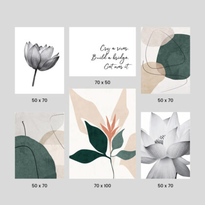 Modern Wall Art Poster Set – Lotus Whispers