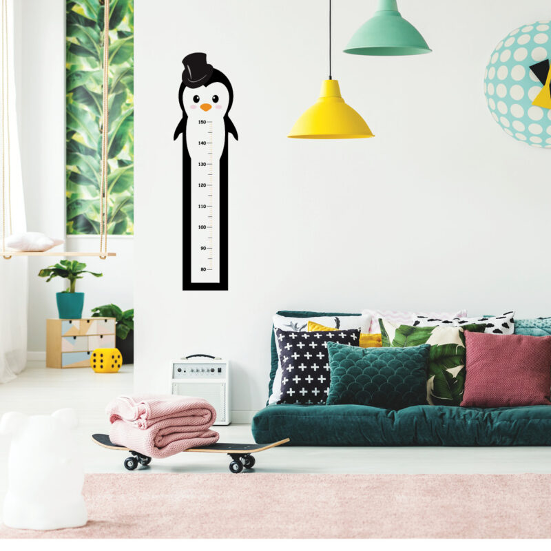 Penguin kids growth chart wall sticker by Sticky Gecko