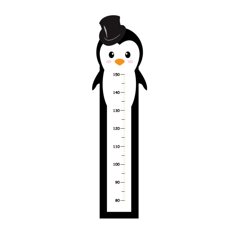 Penguin kids growth chart wall sticker by Sticky Gecko