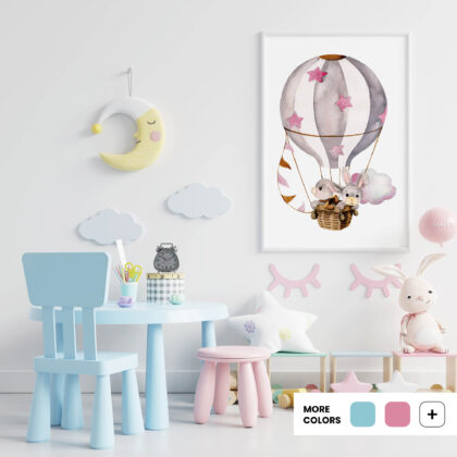 Nursery Poster - Bunnies Among the Clouds | HIAWorkshop®
