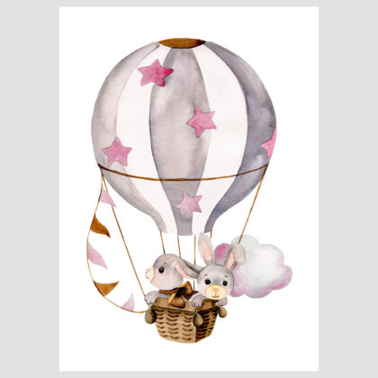 Nursery Poster - Bunnies Among the Clouds | HIAWorkshop®