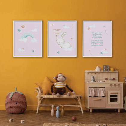 Nursery Poster Set | Bunny Pink Dreaming