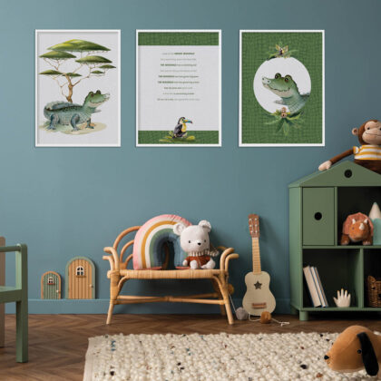 Kids Wall Poster Set | Crocodile’s Safari Adventure | HIAWorkshop®
