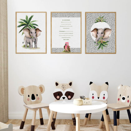 Kids Wall Poster Set | Elephant’s Safari Adventure | HIAWorkshop®