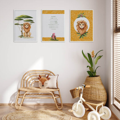 Kids Wall Poster Set | Lion’s Safari Adventure | HIAWorkshop®