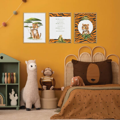 Kids Wall Poster Set | Tiger’s Safari Adventure | HIAWorkshop®