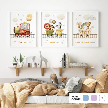 Nursery Poster Set | Carnival Train | HIAWorkshop®